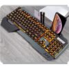 Ergonomic Wired Gaming Keyboard with RGB Backlit Phone Holder