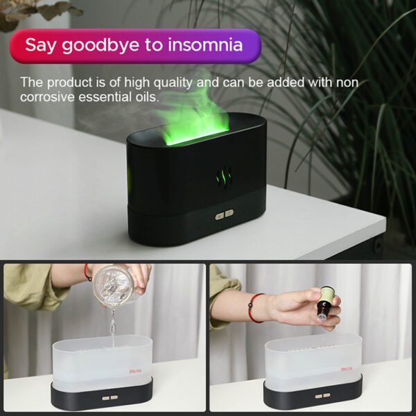 Ultrasonic Colored Flame Humidifier with RGB LED Lighting