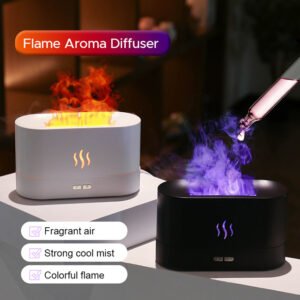 Ultrasonic Colored Flame Humidifier with RGB LED Lighting