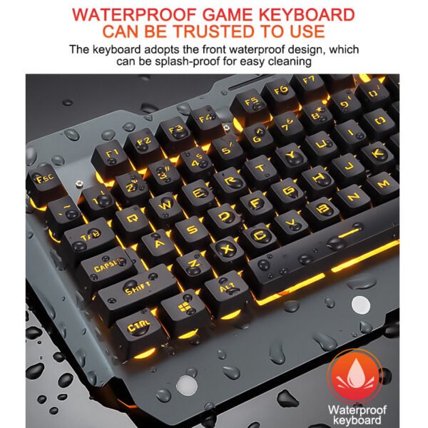 Ergonomic Wired Gaming Keyboard with RGB Backlit Phone Holder