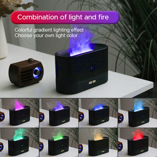 Ultrasonic Colored Flame Humidifier with RGB LED Lighting
