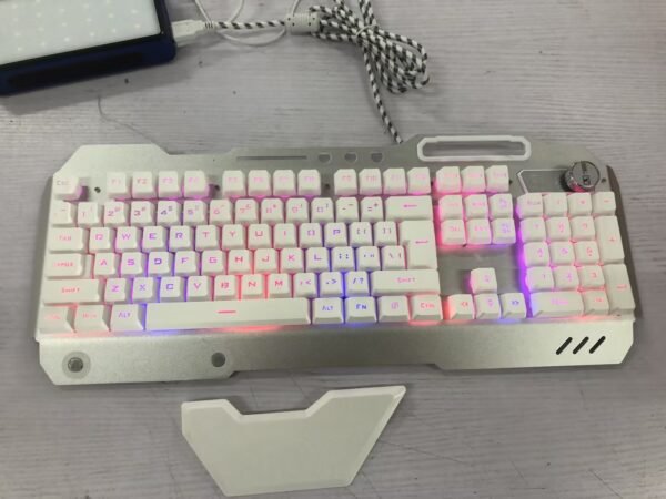 Ergonomic Wired Gaming Keyboard with RGB Backlit Phone Holder