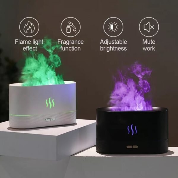Ultrasonic Colored Flame Humidifier with RGB LED Lighting