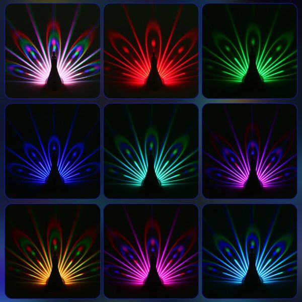 Three -dimensional colored wall lamp in the form of peacocks