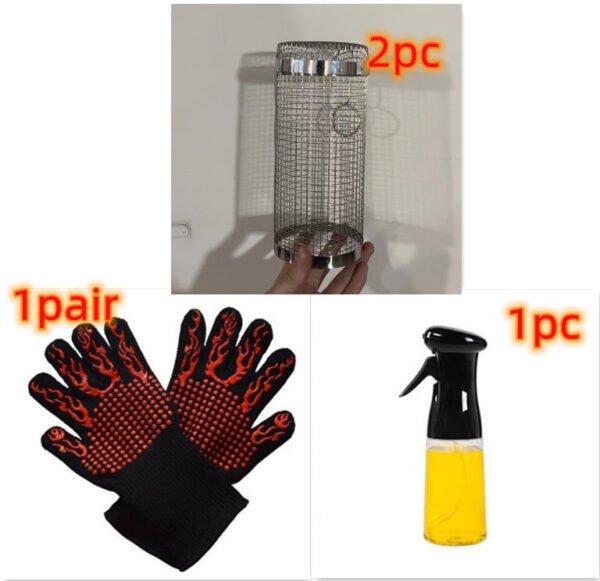 Portable Rotating Metal Mesh Grill Basket for Outdoor Camping