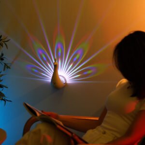 Three -dimensional colored wall lamp in the form of peacocks