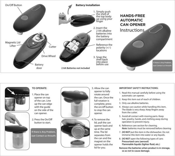 Automatic Electric Can Opener, Portable, One Touch
