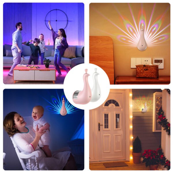 Three -dimensional colored wall lamp in the form of peacocks