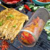 Portable Rotating Metal Mesh Grill Basket for Outdoor Camping