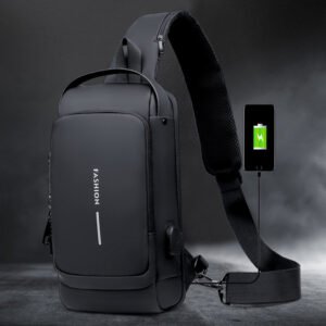 Anti-theft chest bag with USB charger